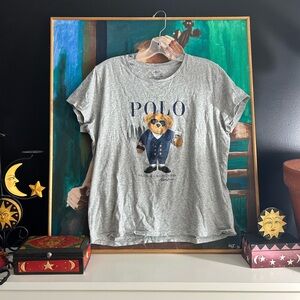 Ralph Lauren polo Bear t shirt Women’s XL Coffee Nautical Captain Jacket Vtg
